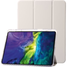 Forestl Digital iPad Pro 12.9 Inç (2018 2020 2021 2022) Üç Katlı Standlı Pu Deri Akrilik Bej Tablet Kılıfı (Yurt Dışından)