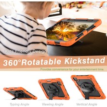 Forestl Digital Sağlam Ağır Hizmet Pc Silikon 360° Dönen Tekme Standı Saplı El Tutacağı ve Omuz Askısı iPad Pro 11 Inç Turuncu Tablet Kılıfı (Yurt Dışından)