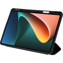 4u Sky Xiaomi Pad 5 Pad 5 Pro Üç Katlı Standı Düz ​​renk Pu Deri Kalem Yuvası Tablet Kılıfı (Yurt Dışından)