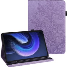 4u Sky Xiaomi Pad 6 Için Pu Deri Standı Çiçek Baskı Cüzdan Tablet Kılıfı (Yurt Dışından)