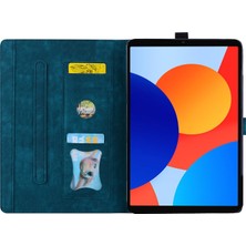 4u Sky Xiaomi Redmi Için Pad Se 4g 8.7 Inç Kart Yuvalı Deri Standı Folio Çiçek Kedi Safir Tablet Kılıfı (Yurt Dışından)