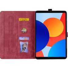 4u Sky Xiaomi Redmi Için Pad Se 4g 8.7 Inç Kart Yuvalı Deri Standı Folio Çiçek Kedi Şarap Tablet Kılıfı (Yurt Dışından)