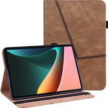 4u Sky Yönlü Iyi Korunmuş Deri Xiaomi Pad 5 Brown Için Stand Kartı Yuvaları Tablet Kılıfı (Yurt Dışından)