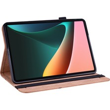 4u Sky Yönlü Iyi Korunmuş Deri Xiaomi Pad 5 Brown Için Stand Kartı Yuvaları Tablet Kılıfı (Yurt Dışından)