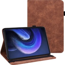 4u Sky Xiaomi Pad 6 Için Pu Deri Standı Çiçek Baskı Cüzdan Tablet Kılıfı (Yurt Dışından)