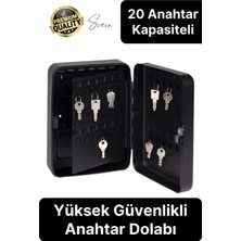 Svein Premium Sağlam Yüksek Güvenlik Büyük Kilitli Anahtar Obje Kutusu Kapaklı Dolabı Metal Vale Siyah