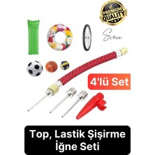 5 Parça Hava Şişirme Ucu Iğnesi Aparatı Sibop Seti Spor Topu Basketbol Futbol Bisiklet Lastik Amaçlı