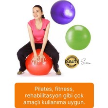 Svein 65 cm Yoga Pilates Topu ve Şişirme Pompası Hediye Denge Egzersiz Aerobik Jimnastik Reformer Spor Set