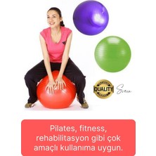 Svein 75 cm Yoga Pilates Topu ve Şişirme Pompası Hediye Denge Egzersiz Aerobik Jimnastik Reformer Spor Set