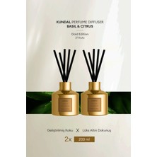 Kundal Parfüm Difüzörü Seçkin Gold Seri  Diffuser Gold Edition 200 ml 2 adet Basil & Citrus