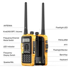 Valkyrie Baofeng Uvs9 Plus 8W 2200MAH Fm Uhf/vhf El Telsiz +Yedek Batarya Sarı