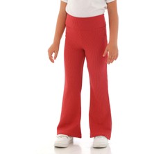 Yüksek Bel İspanyol Paça Fitilli Gul Kurusu Renk Kız Çocuk Tayt