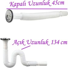 Körüklü Lavabo Sifonu Lavabo Altı Hortumu Lavabo Gider Borusu 45-134 cm (2 Adet)