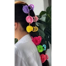 Âlâ Atelier Çiçekli Mandal Toka Güllü Topuz Tokası Fuşya