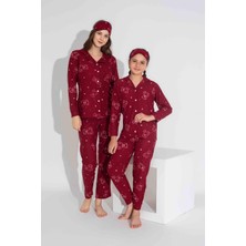 Yeni Sezon Sonbahar/Kış Kız Çocuk Ayıcık Desenli Süet Pijama Takımı 2724-9 Bordo