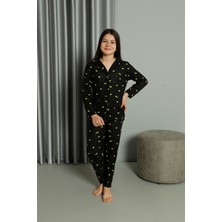 Kadın Çocuk Gömlek Yaka Düğmeli Limon Desen Rahat Kalıp Pijama Takımı 38000