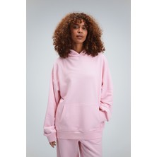 Kadın Timeless Oversize Pembe Hoodie Sweatshirt