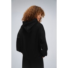 Kadın Timeless Oversize Siyah Hoodie Sweatshirt