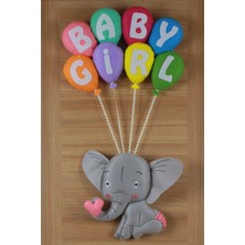 Renkli Hayallerim Baby Girl Yazılı Filli Bebek ve Hastane Odası Kapı Süsü