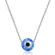 Serra Jewels Gümüş Mavi Opal Taş Nazar Göz Kolye