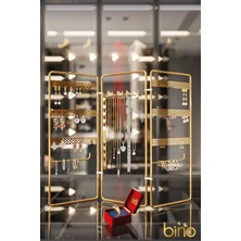 Tekno Trust Metal Takı Düzenleyici Organizeri Kutusu Dekoratif Takı Standı 3 Parça Kolye Yüzük Küpelik Altın Mü