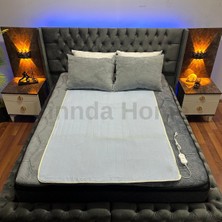 Linnda Home Mavi Lux Çift Kişilik Elektrikli Battaniye Mavi Pamuklu 120 x 150 Düz