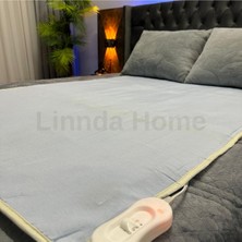 Linnda Home Mavi Lux Çift Kişilik Elektrikli Battaniye Mavi Pamuklu 120 x 150 Düz