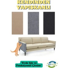 Katflex Bej Yapışkanlı Koltuk Kenarı Koruyucu Kedi Tırmalama Halısı Kedi Tırnak Bakım Halısı (50 cm x 100 C