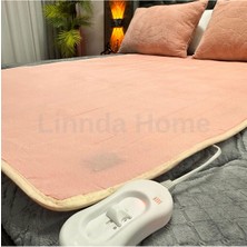 Linnda Home 120 x 150 Lux Çift Kişilik Elektrikli Battaniye Pembe Pamuklu Pembe Düz