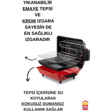 İnova Büyük Boy 40X30 cm Elektrikli Izgara Barbekü Mangal Kebapçı Balıkçı Emaye Gövdeli + Emaye Tepsili