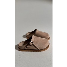 Boston Bej Süet Kalın Taban Terlik