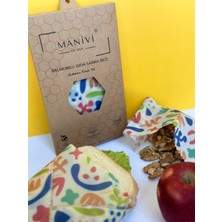 Manivi Çocuk Balmumlu Gıda Saklama Kumaşı & Bezi Set 4 Parça  2 Adet 20 x 20 cm 2 Adet 30 x 30 cm