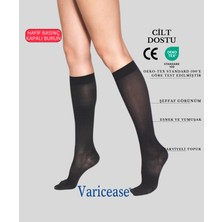 Varicease 7111 Comfort Ccl-1 Hafif Basınç (18-21 Mmhg) Diz Altı Kapalı Burun Varis Çorabı (Siyah & Ten)