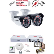 Kadraj 2 Kameralı Güvenlik Kamera Seti - Ekstra Uzun Mesafeli Güçlü, 5mp Sony Lens, 70M Dayanıklı Kablolama, 6 Atom Led, 1tb  H.d.d
