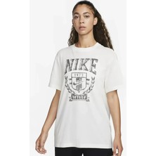 Nike Sportswear Fleece Bol Kesim Kırık Beyaz Renk Pamuklu Kadın Tişört