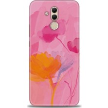 Huawei Mate 20 Lite Kılıf Hd Baskılı - Turuncu Pembe + 9h Nano Ekran Koruyucu