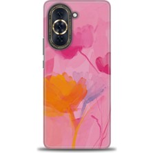 Huawei Nova 10 Kılıf Hd Baskılı - Turuncu Pembe + 9h Nano Ekran Koruyucu