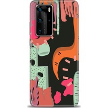 Huawei P40 Pro Kılıf Hd Baskılı - Turuncu Siyah + 9h Nano Ekran Koruyucu