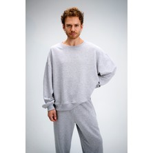 Erkek Timeless Oversize Gri Sweatshirt