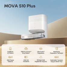 Mova S10 Plus Robot Süpürge ve Paspas, 7,000PA Vormax™ Emiş, Dualboost 2.0 Sistemi, Akıllı Halı Temizleme, Yükseltilebilir Tam Kauçuk Silindirik Fırça