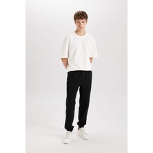 DeFacto %100 Pamuk Jogger Gabardin Pantolon Beli Regular Fit Bağcıklı Lastikli Paça D5927AX24AU