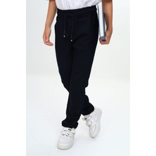 Çocuk Unisex Kız/erkek Beli Lastikli Dar Paça Pamuklu Gabardin Kumaş Siyah Okul PANTOLONU-PNT-2023
