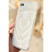 Vip Case Apple iPhone 7 Plus / 8 Plus Uyumlu Kalp Desenli Kabartmalı Zarif  Şeffaf Kamera Korumalı Silikon Kılıf