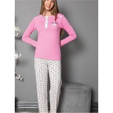 Den Tasarım Hediyelik - Pembe Yıldız Desen Penye Pijama Takımı- L Beden