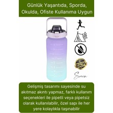 Premium 2 Lt Pipetli Kilitli Sızdırmaz Kapaklı Kamp Sağlıklı Motivasyon Suluk Matara Spor Su Şişesi