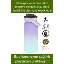 Premium 2 Lt Pipetli Kilitli Sızdırmaz Kapaklı Kamp Sağlıklı Motivasyon Suluk Matara Spor Su Şişesi