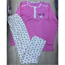 Den Tasarım Hediyelik - Pembe Yıldız Desen Penye Pijama Takımı- Xl Beden