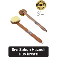 Svein Saplı Sıvı Sabun Duş Jeli Şampuan Peeling Etkili Silikon Hazneli Pratik Sırt Kesesi Duş Fırçası