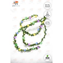 Dekoratif 5 Metre Yapay Yapraklı Tel Şeritli Sarmaşık + 5 Metre Peri LED