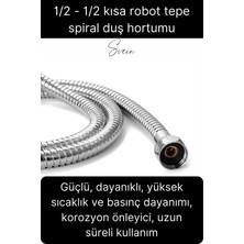 Svein 75 cm Kısa Tepe Ara Duş Hortumu Spiral Robot Ara Bağlantı Örgülü Dayanıklı Kopmaz Patlamaz Sızdırmaz